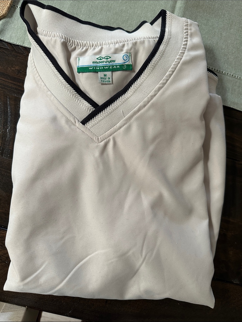 Windwear Men’s V-Neck vest - Cream with Black Trim